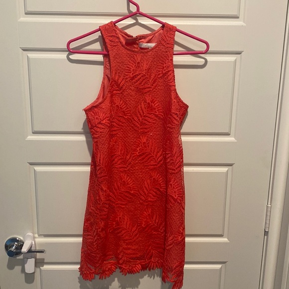 Coral Lace Dress - Picture 1 of 3